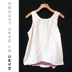 Marc By MJ Silk Tank Top Gingham Underlay Ivory
